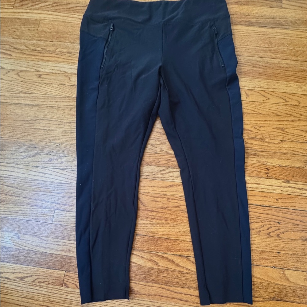 Athleta Black and Deep Navy Athletic Pants/Everday Trousers with Zipper Details